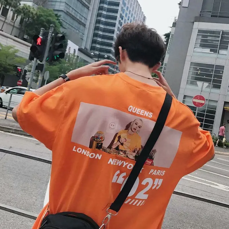 Fashion Harajuku 2019 summer T shirt hip-hop trend five-point sleeve loose short couple wild clothes Casual men women T-shirt
Fashion Harajuku 2019 summer T shirt hip-hop trend five-point sleeve loose short couple wild clothes Casual men women T-shirt