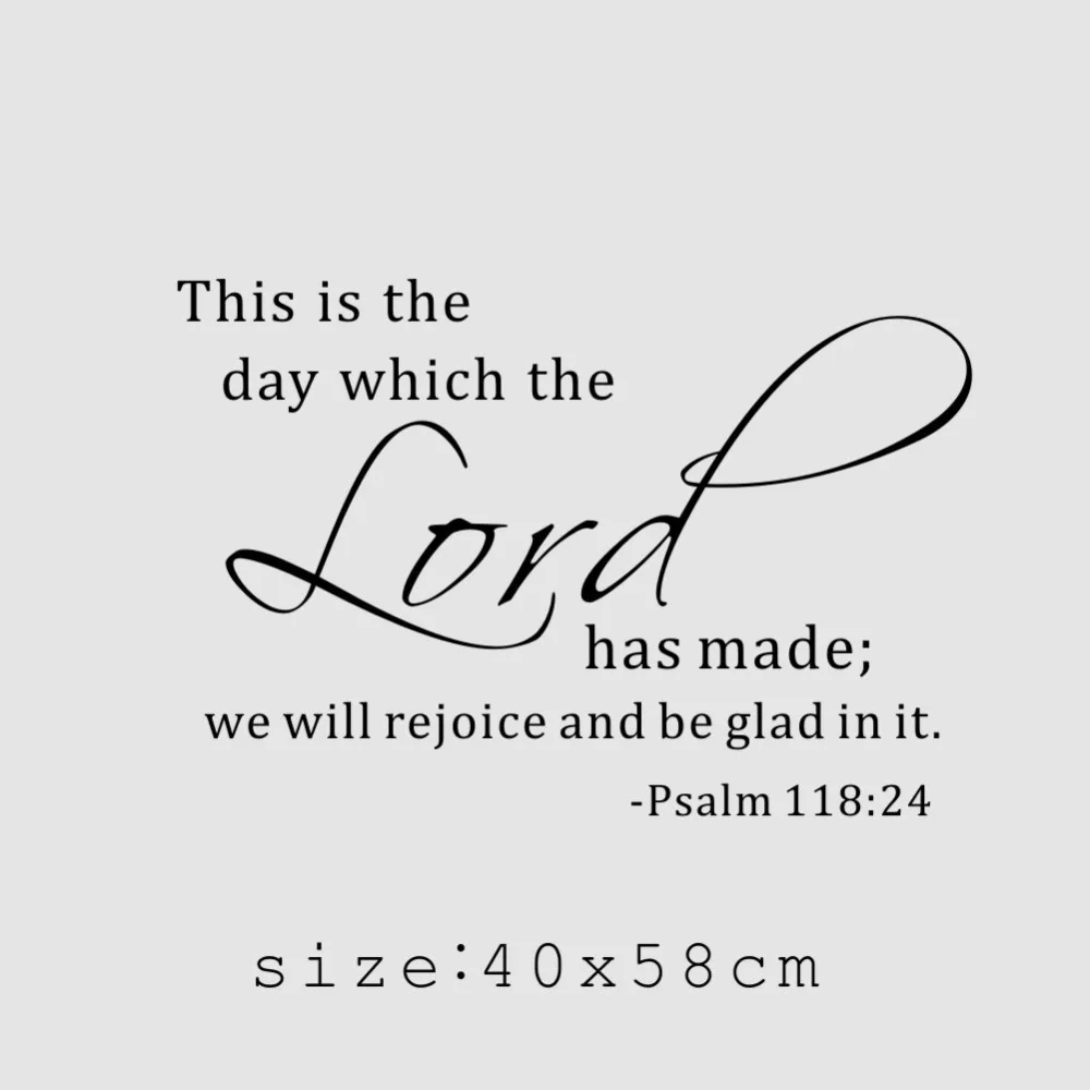 Psalm 118:24 Lord Quotes Art Wall Stickers Vinyl Letter Decals for Living Room Bedroom Decor
Psalm 118:24 Lord Quotes Art Wall Stickers Vinyl Letter Decals for Living Room Bedroom Decor