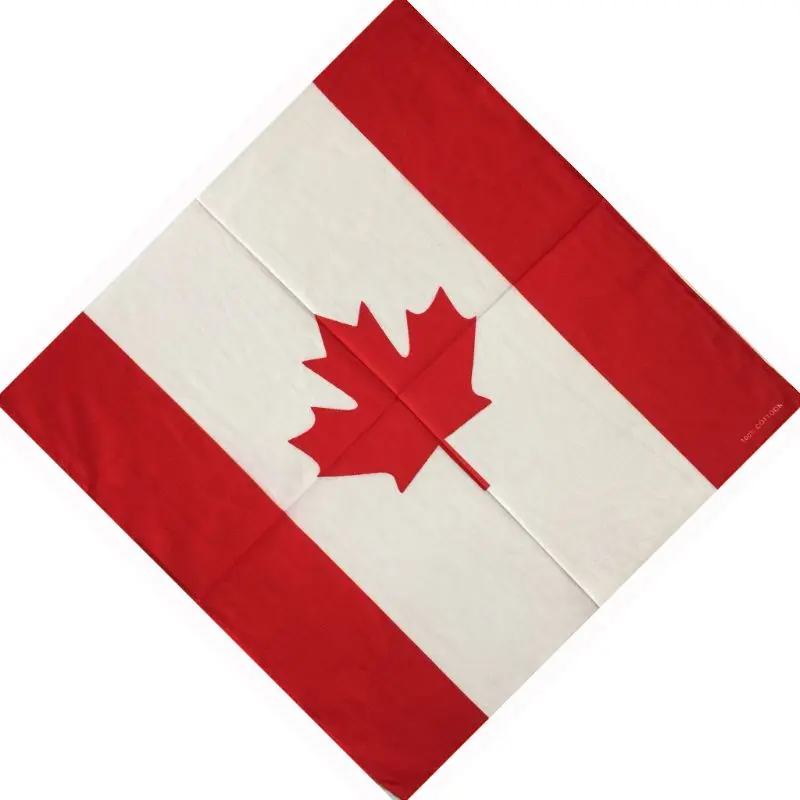 

55x55cm Canadian Flag Maple Leaf Print Unisex Square Bandanas Cotton Neck Scarf Biker Motorcycle Handkerchief Patriotic Headwrap