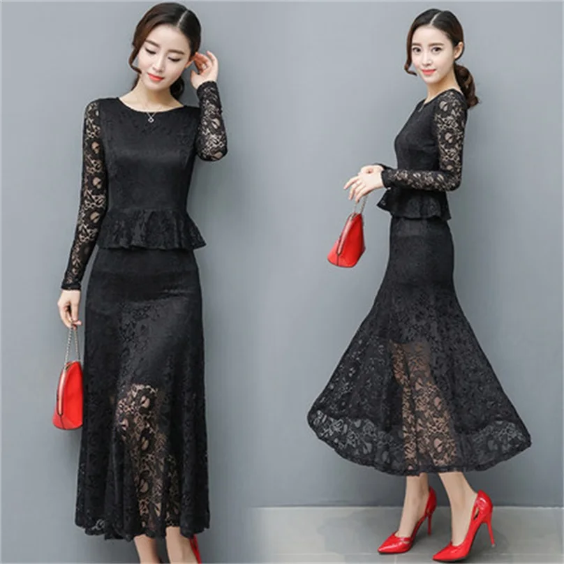 Long-sleeved openwork lace high-end dresses ladies slim slimming stitching fake two women's spring and autumn new JQ311
Long-sleeved openwork lace high-end dresses ladies slim slimming stitching fake two women's spring and autumn new JQ311