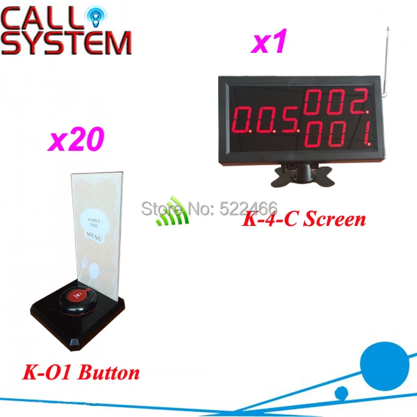 Wireless Table Calling System, one set with 20 buzzer buton and 1 display for restaurant
Wireless Table Calling System, one set with 20 buzzer buton and 1 display for restaurant
