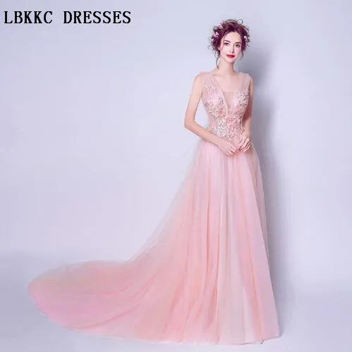 Vestido De Festa Longo V Neck Sleeveless Pink Evening Dresses Tulle With Lace Beads Robe Soiree Longue Femme
Vestido De Festa Longo V Neck Sleeveless Pink Evening Dresses Tulle With Lace Beads Robe Soiree Longue Femme