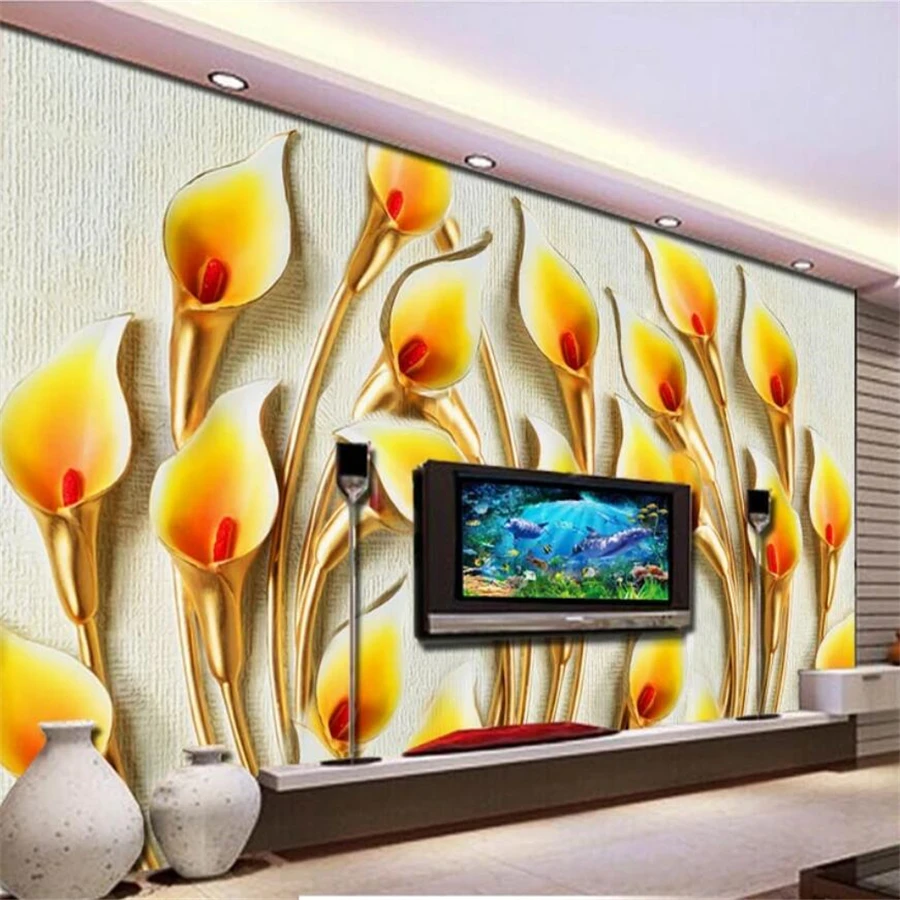 

beibehang papel de parede Custom wallpaper 3d photo mural embossed stereo calla lily mural TV background wall papers home decor