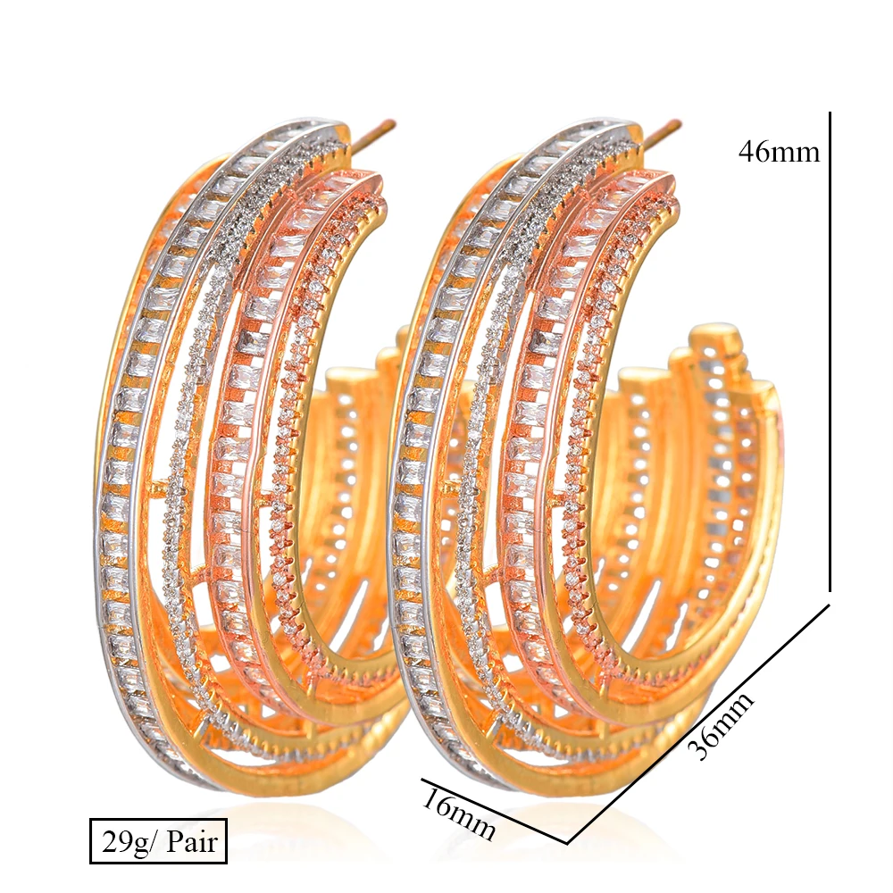 SISCATHY Brand Big Hoop Women Earrings Fashion Jewelry Luxury Rosegold/Gold Color Cubic Zirconia Statement Earrings
SISCATHY Brand Big Hoop Women Earrings Fashion Jewelry Luxury Rosegold/Gold Color Cubic Zirconia Statement Earrings