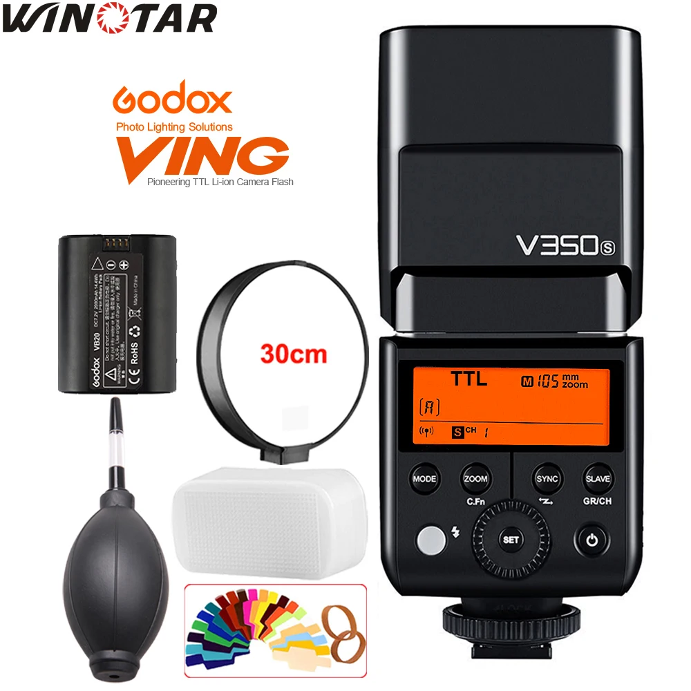 В наличии Godox V350S TTL HSS 1/8000s Speedlite Flash со встроенной литий ионной батареей 2000 мАч для