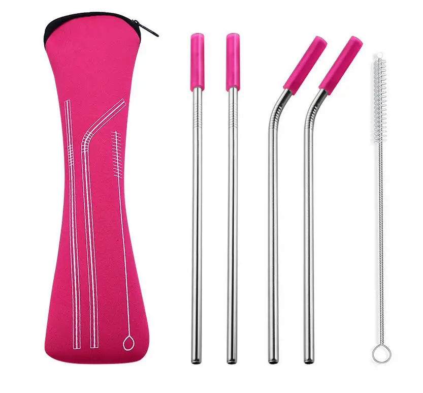 200 Sets 4pcs/set Reusable Stainless Steel Straws With Silicone Tips With Clean Brush & Cloth Bag Wedding Party Straw
200 Sets 4pcs/set Reusable Stainless Steel Straws With Silicone Tips With Clean Brush & Cloth Bag Wedding Party Straw