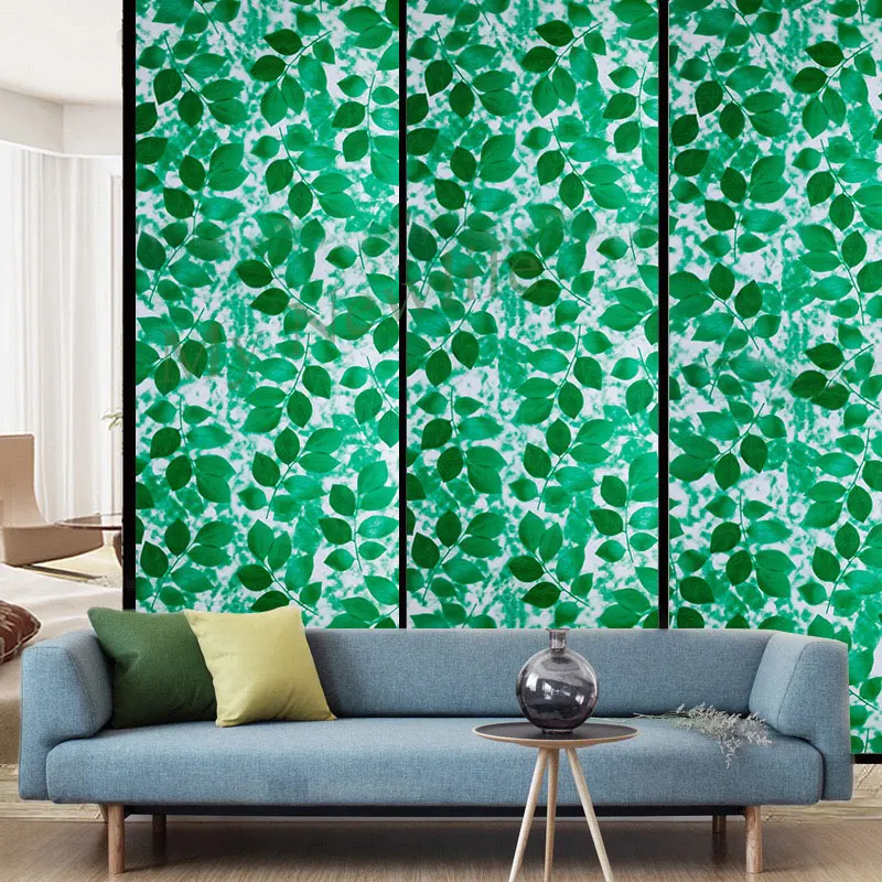 Зеленые листья матовая оконная Пленка стеклянная наклейка защита комнаты