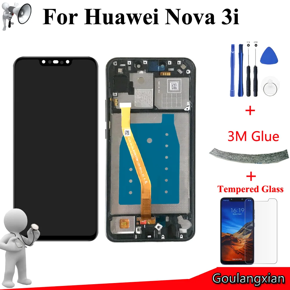 AAA качественный ЖК дисплей + рамка для Huawei Nova 3i INE LX2 сенсорный экран дигитайзер в
