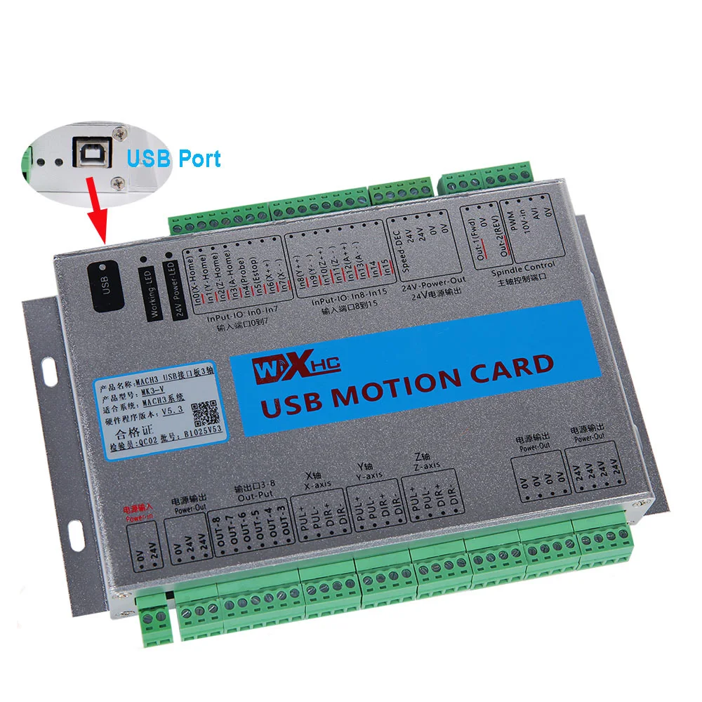 MK3-V 2000KHZ XHC 3 Axis mach3 Motion Controller Board USB Interface Mach3 Breakout Board
MK3-V 2000KHZ XHC 3 Axis mach3 Motion Controller Board USB Interface Mach3 Breakout Board