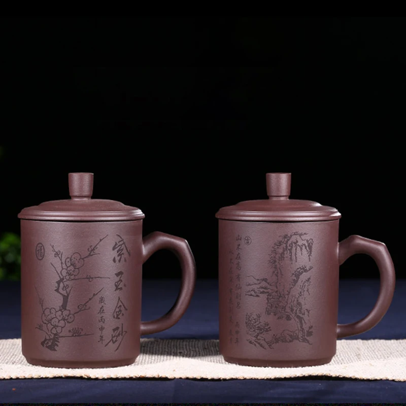 Аутентичная чайная чашка исинь 500 мл кружка китайская фиолетовая глина для
