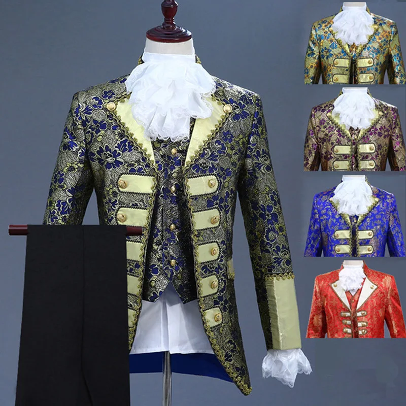 King Prince Renaissance Costume Drama Stage Show Men Coat+Pants+Vest+Tie Cosplay Clothing Medieval Men's Costume XS-XL
King Prince Renaissance Costume Drama Stage Show Men Coat+Pants+Vest+Tie Cosplay Clothing Medieval Men's Costume XS-XL