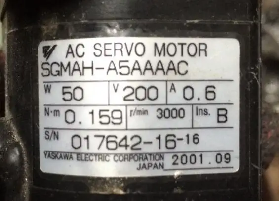 Servo motor SGMAH-A5AAAAC , Used one , 90% appearance new , 3 months warranty , in stock
Servo motor SGMAH-A5AAAAC , Used one , 90% appearance new , 3 months warranty , in stock