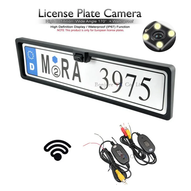 Wireless video Transmitter and Receiver For Parking Car Europe European License Plate Frame Rearview Camera 4 LEDs Night Vision
Wireless video Transmitter and Receiver For Parking Car Europe European License Plate Frame Rearview Camera 4 LEDs Night Vision