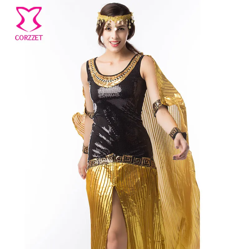 Black/Gold Sequin Gown Disfraces Carnaval Adultos Cosplay Egyptian Cleopatra Costume Gothic Sexy Halloween Costumes For Women
Black/Gold Sequin Gown Disfraces Carnaval Adultos Cosplay Egyptian Cleopatra Costume Gothic Sexy Halloween Costumes For Women