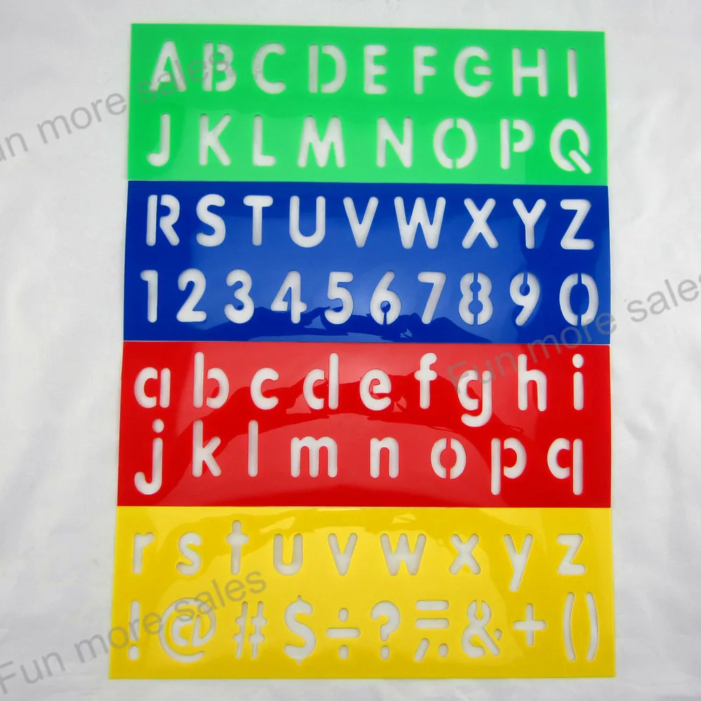 Drawing Stencils for kids Children's drawing templates plastic drawing toys English letter and digital number 4designs 305x102mm
Drawing Stencils for kids Children's drawing templates plastic drawing toys English letter and digital number 4designs 305x102mm