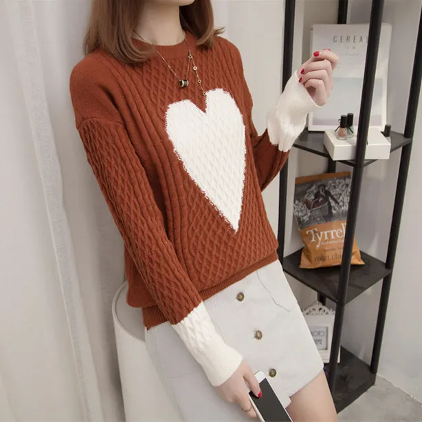 Autumn and winter sweater women's head 2017 new Korean love jacquard fight short paragraph loose sweater student shirt
Autumn and winter sweater women's head 2017 new Korean love jacquard fight short paragraph loose sweater student shirt