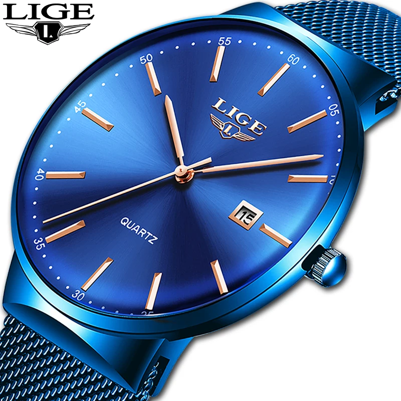 LIGE Men's Watches New Luxury Watch Men Fashion Sports Quartz Watch Stainless Steel Mesh Strap Ultra Thin Dial Date Blue Clock
LIGE Men's Watches New Luxury Watch Men Fashion Sports Quartz Watch Stainless Steel Mesh Strap Ultra Thin Dial Date Blue Clock