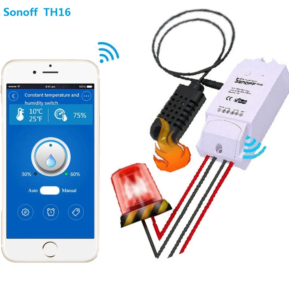 Sonoff th 16a/10a контроль температуры и влажности WiFi умный переключатель контроллер
