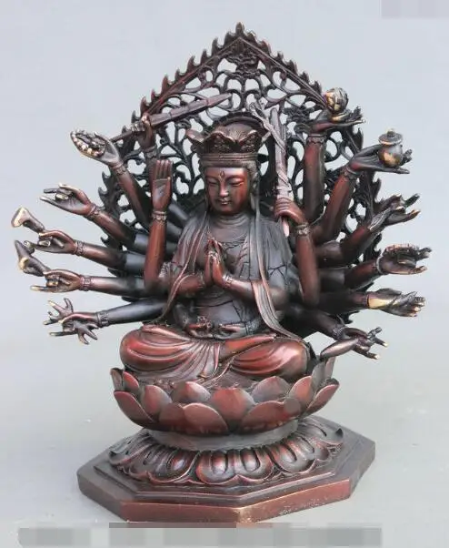 S03814 10 &quotТибетский буддизм Чистая Бронза 18 рук Маха кунди мать Будда богиня