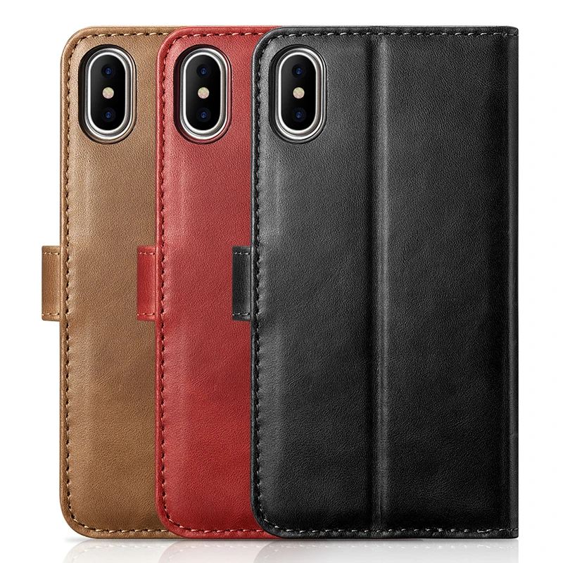 2 в 1 роскошный Ультратонкий флип чехол из натуральной кожи для iPhone X XR XS Max