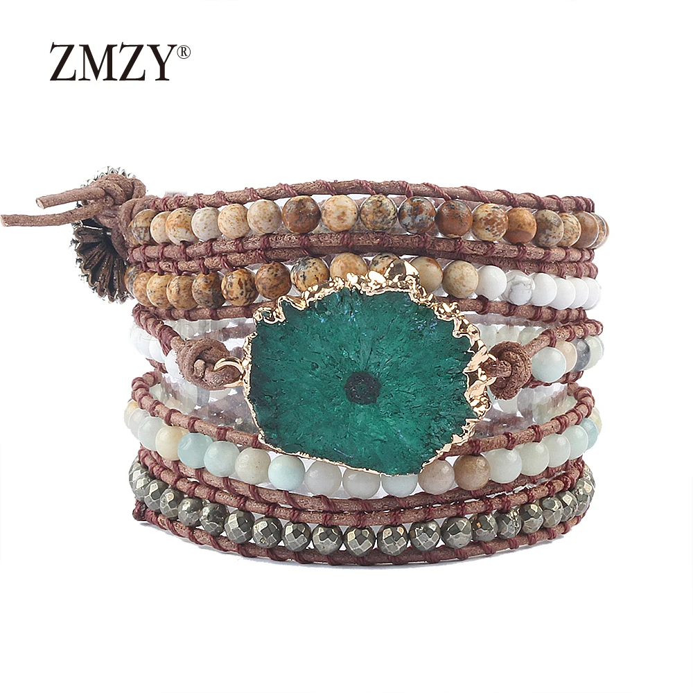 ZMZY Boho Handmade Women Bracelet Natural Sun Stone Stone Beads Leather Wrap Bracelet Bohemia Charm Bracelet Femme Gifts
ZMZY Boho Handmade Women Bracelet Natural Sun Stone Stone Beads Leather Wrap Bracelet Bohemia Charm Bracelet Femme Gifts