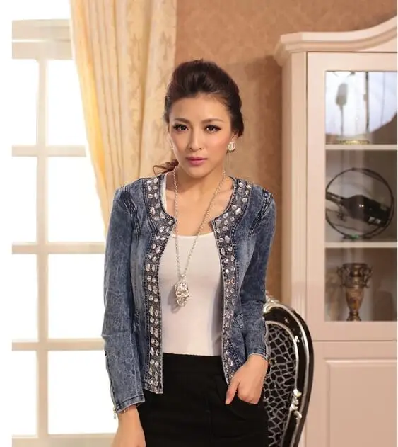 Fashion Women Diamonds Denim Jacket coat Ladies Tops Slim Jeans Top plus size Plus Size 4XL
Fashion Women Diamonds Denim Jacket coat Ladies Tops Slim Jeans Top plus size Plus Size 4XL