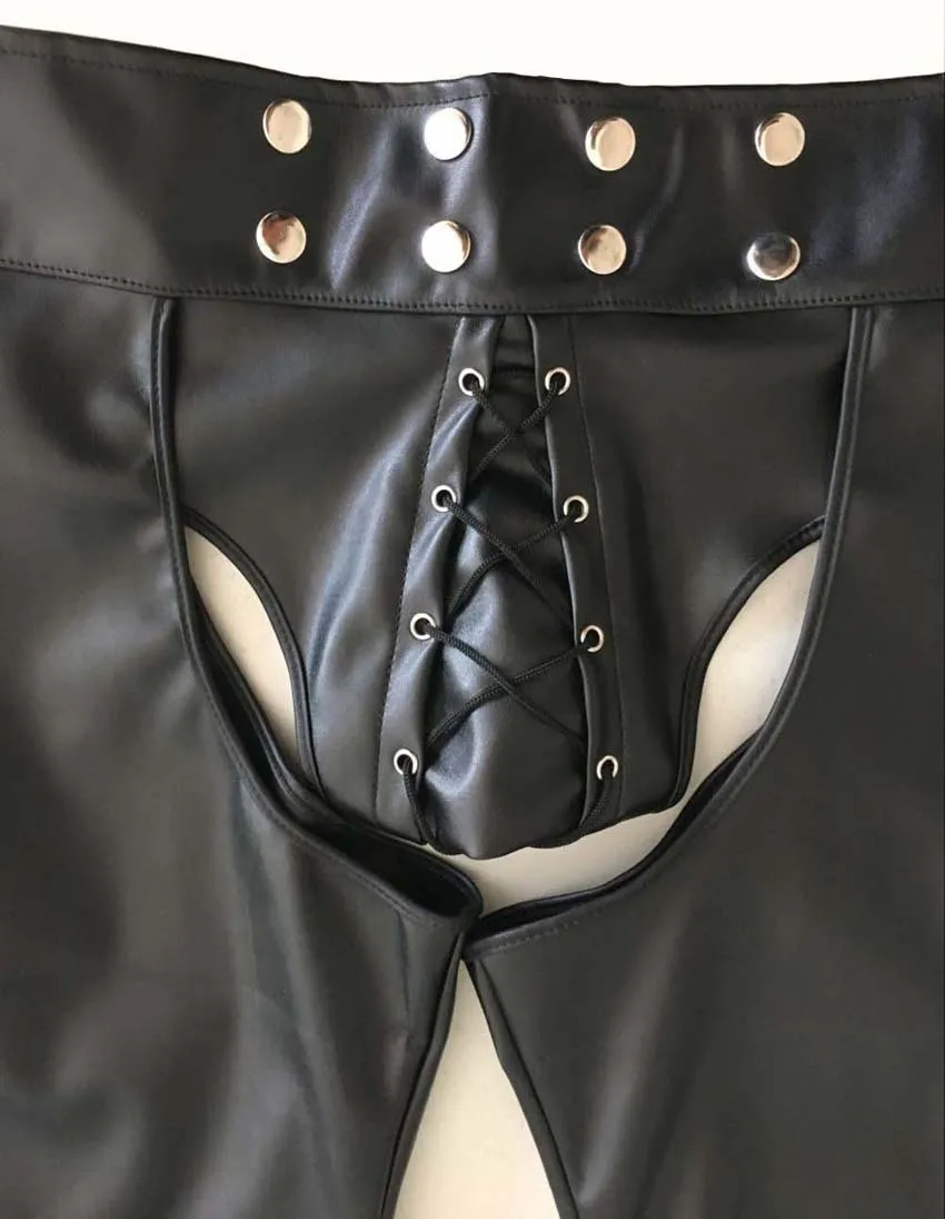 Эротические дикие кожаные шорты сексуальный мужской Суспензорий бандаж трусики