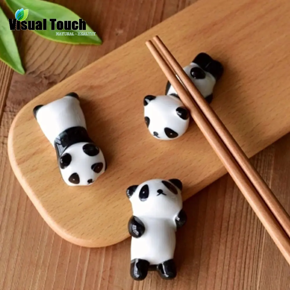 

Visual Touch 3pcs Set Mini Lovely Porcelain Ceramic Chopsticks Holder Stand Panda Chopstick Rest Rack 8 Styles Randomly Sent