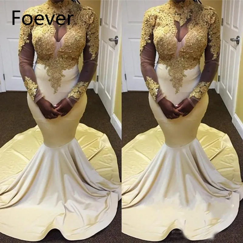 2019 New Fashionable Mermaid Prom Dress Long Sleeve Gold Applique Beads High Neck African Evening Gowns Formal Dresses
2019 New Fashionable Mermaid Prom Dress Long Sleeve Gold Applique Beads High Neck African Evening Gowns Formal Dresses