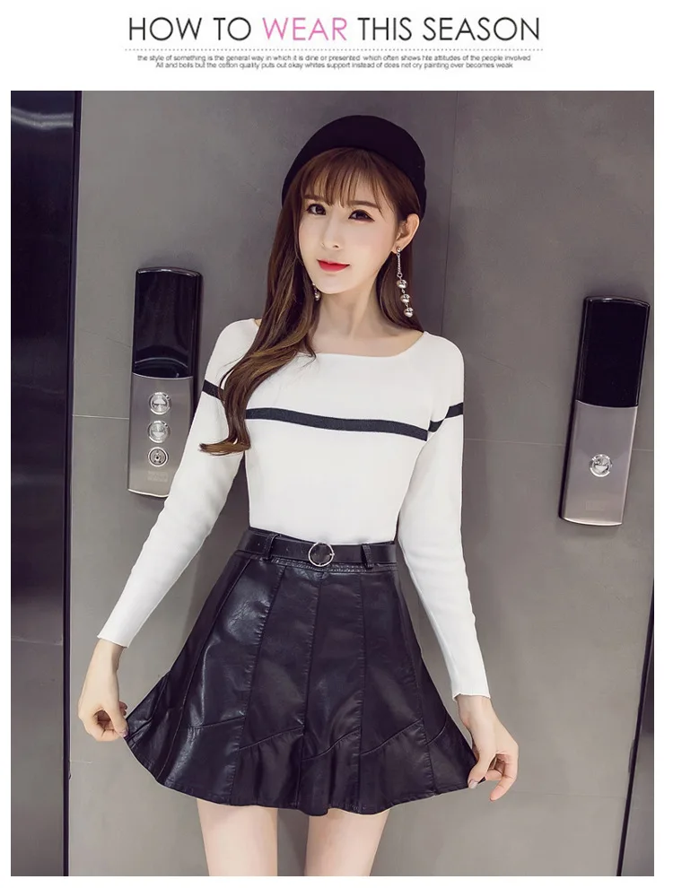 2017 autumn fashion women sollid color sweet ruffles crossed slim waist pu leather skirt A line deco skirts
2017 autumn fashion women sollid color sweet ruffles crossed slim waist pu leather skirt A line deco skirts
