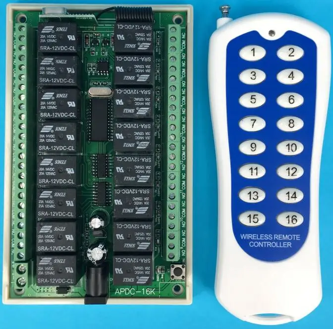 1000M Long Range DC12V 16CH Radio Controller RF Wireless Remote Control Switch System 1pcs Transmitter + 1pcs Receiver
1000M Long Range DC12V 16CH Radio Controller RF Wireless Remote Control Switch System 1pcs Transmitter + 1pcs Receiver