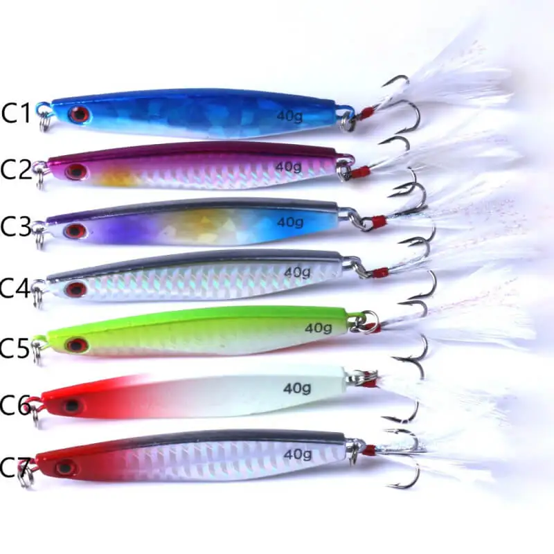 7pcs 30g/7cm 40g/8cm Metal Fishing Jigs Lures Bait w/ 6# Feather Treble Hooks Saltwater Freshwater Fishing Lure Crankbait
7pcs 30g/7cm 40g/8cm Metal Fishing Jigs Lures Bait w/ 6# Feather Treble Hooks Saltwater Freshwater Fishing Lure Crankbait