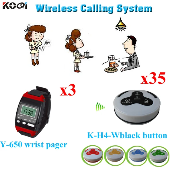 Waiter Calling System Wireless Electronic Watch Pager Y-650 With Wireless Remote Control Buzzer (3pcs Watch + 35pcs Call Button)
Waiter Calling System Wireless Electronic Watch Pager Y-650 With Wireless Remote Control Buzzer (3pcs Watch + 35pcs Call Button)