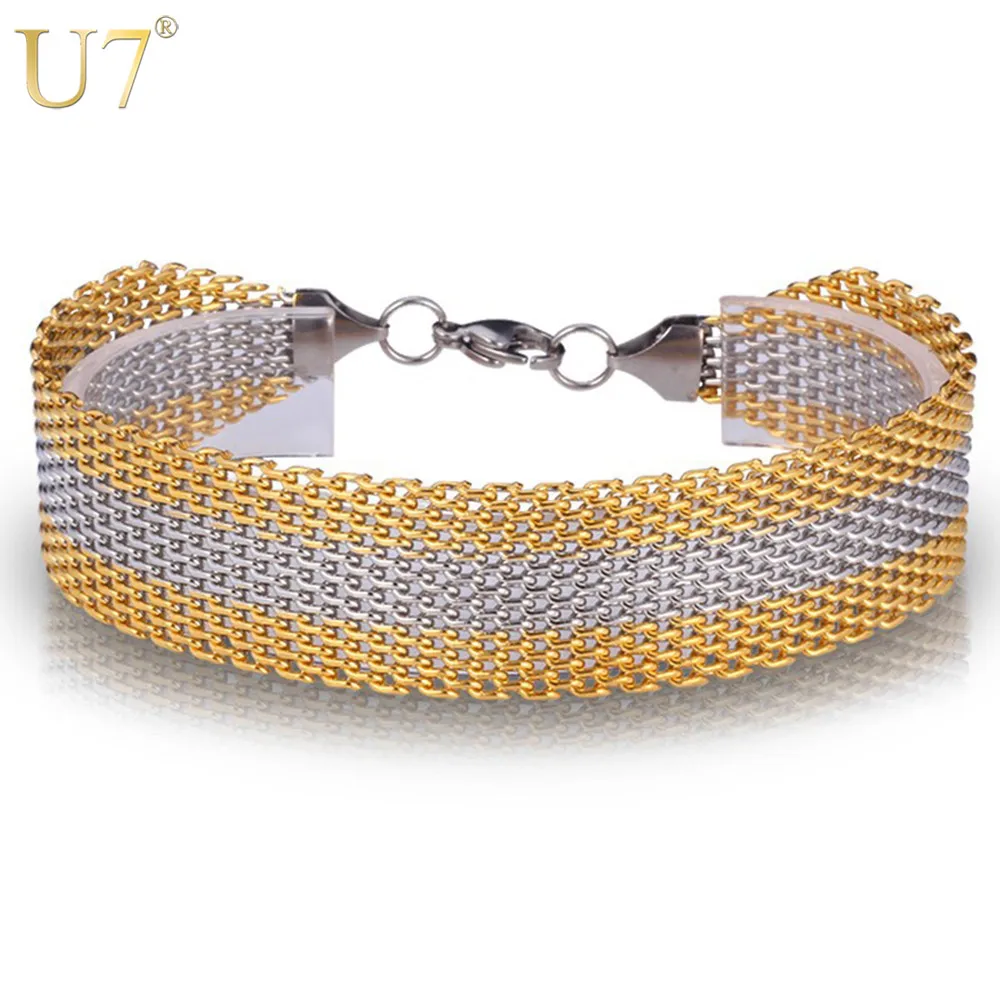 U7 Trendy Punk Bracelet Gold Color Copper Alloy Unisex Fashion Jewelry 2 CM Wide Rope Chain Bracelet H465
U7 Trendy Punk Bracelet Gold Color Copper Alloy Unisex Fashion Jewelry 2 CM Wide Rope Chain Bracelet H465