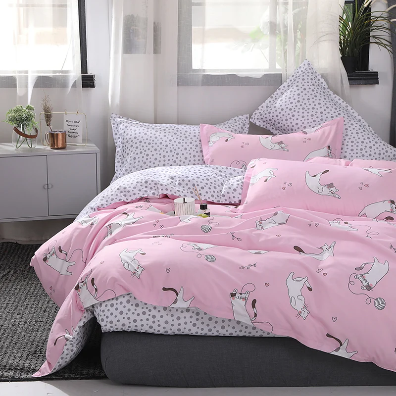 Lanlika 2020 розовый комплект постельного белья с мультяшным котом постельное белье
