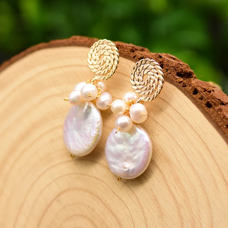 GLSEEVO Baroque Round Flat Pearl Earrings For Women Mom Birthday Gift Lollipop Drop Earrings Jewelry Aretes De Mujer GE0773
GLSEEVO Baroque Round Flat Pearl Earrings For Women Mom Birthday Gift Lollipop Drop Earrings Jewelry Aretes De Mujer GE0773