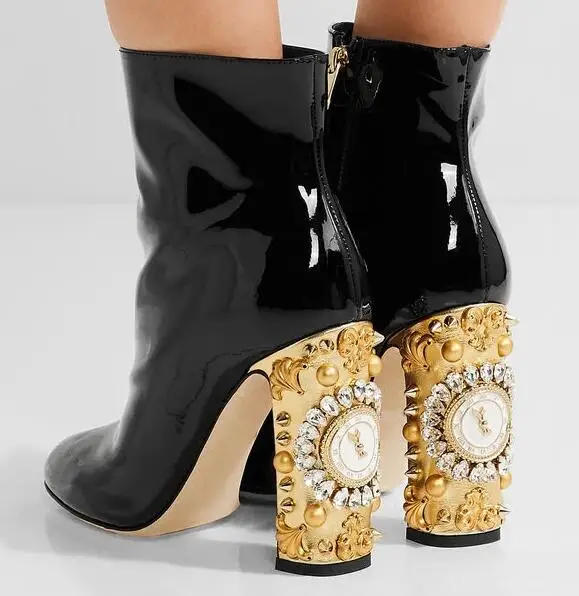 real photo Luxury diamond clock crystal chunky high heel woman ankle boots clock heel short boots
real photo Luxury diamond clock crystal chunky high heel woman ankle boots clock heel short boots