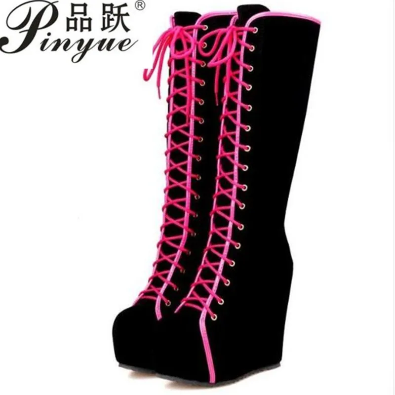 13cm suede Sexy Fashion Women Knight Boots Round Toe Height Increasing Wedges Knee High Shoes Ladies Lace Up Patchwork Boots
13cm suede Sexy Fashion Women Knight Boots Round Toe Height Increasing Wedges Knee High Shoes Ladies Lace Up Patchwork Boots