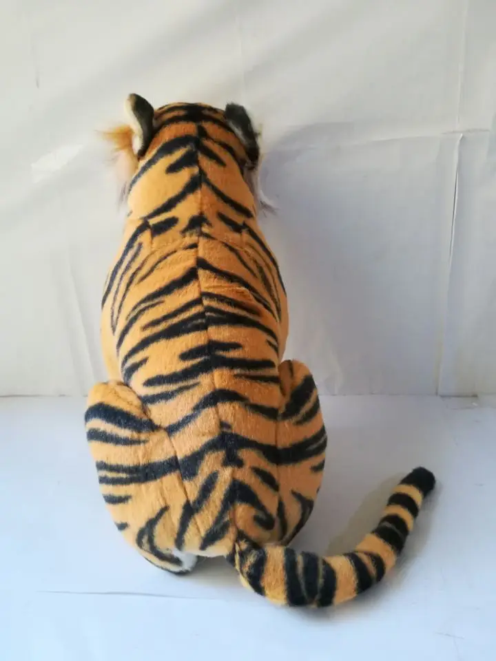 Большая плюшевая игрушка 45x35 см с имитацией желтого тигра приседающая подушка