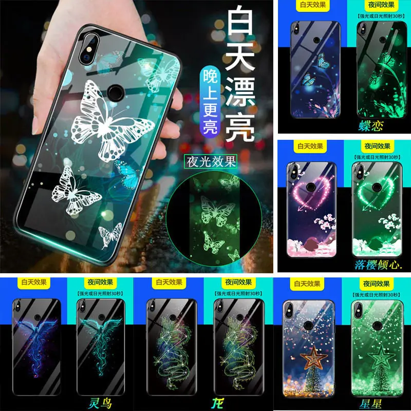 Чехол для телефона Xiaomi Redmi Note 7 светящееся закаленное стекло задняя крышка Pro