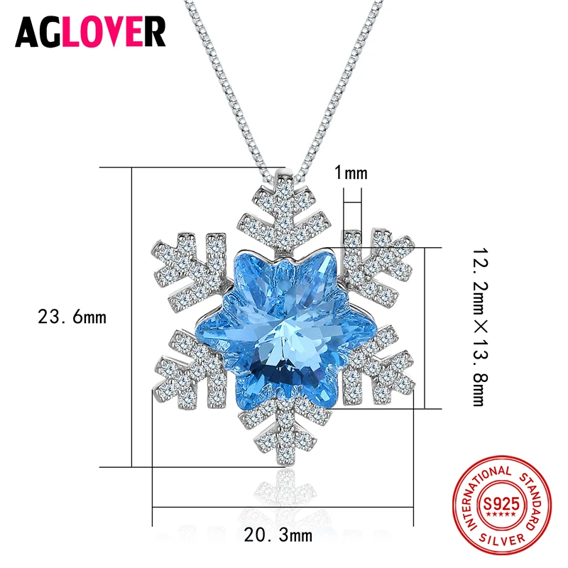Luxury Jewels Blue Crystal Snowflake Pendants Necklaces Genuine 925 Sterling Silver Necklace Gift For Women Shine
Luxury Jewels Blue Crystal Snowflake Pendants Necklaces Genuine 925 Sterling Silver Necklace Gift For Women Shine