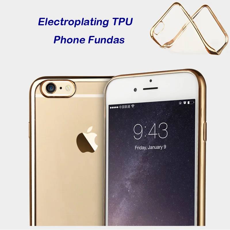 Для Apple iPhone 7 Гальванических Чехол Телефона Fundas Тонкий Мягкий прозрачная Задняя