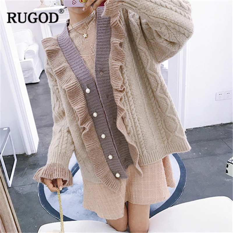 RUGOD Fashion Female V-Neck Sweater Single Breasted Casual Beading Solid Knitted Flare Sleeve Cardigans For Women Sueter Mujer
RUGOD Fashion Female V-Neck Sweater Single Breasted Casual Beading Solid Knitted Flare Sleeve Cardigans For Women Sueter Mujer