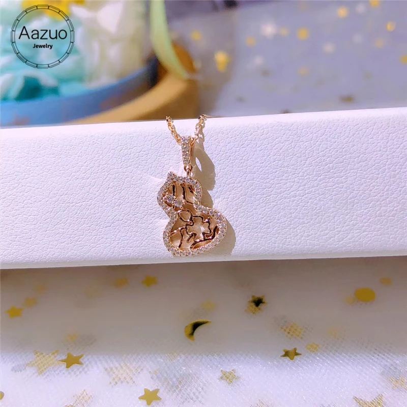 Aazuo Real 18K Rose Gold Real Diamond IJ SI Micro Paved Gourd Pendent Necklace gifted for Women Engagement Wedding Link Chain
Aazuo Real 18K Rose Gold Real Diamond IJ SI Micro Paved Gourd Pendent Necklace gifted for Women Engagement Wedding Link Chain