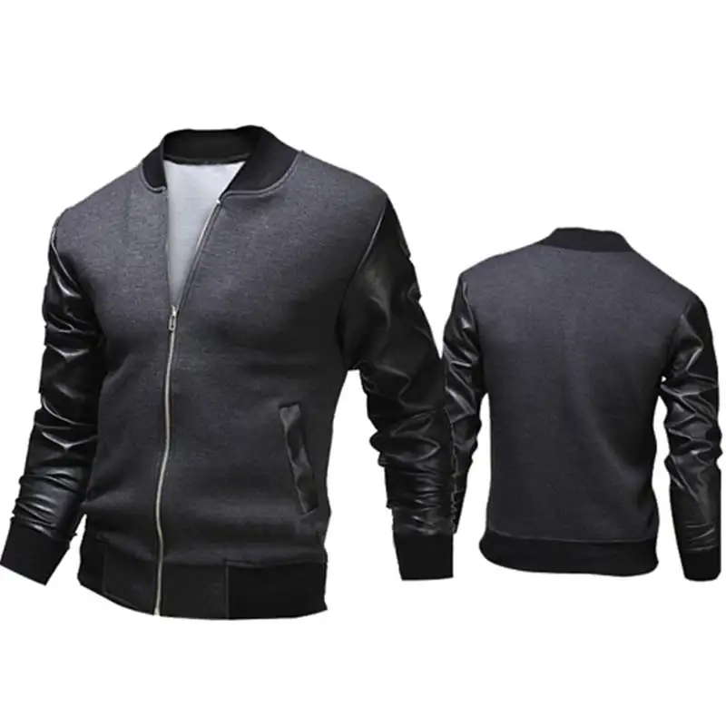 New Fashion Autumn Slim Fit Casual Baseball Jackets PU Leather Sleeve Men Bomber Jacket Coat
New Fashion Autumn Slim Fit Casual Baseball Jackets PU Leather Sleeve Men Bomber Jacket Coat