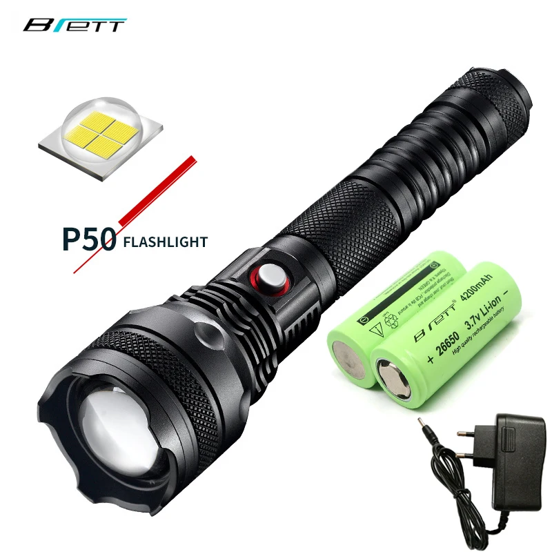 Фото CREE XHP50 фонарик поворотный зум хвост атака головы применение 2*26650 батарея прямой