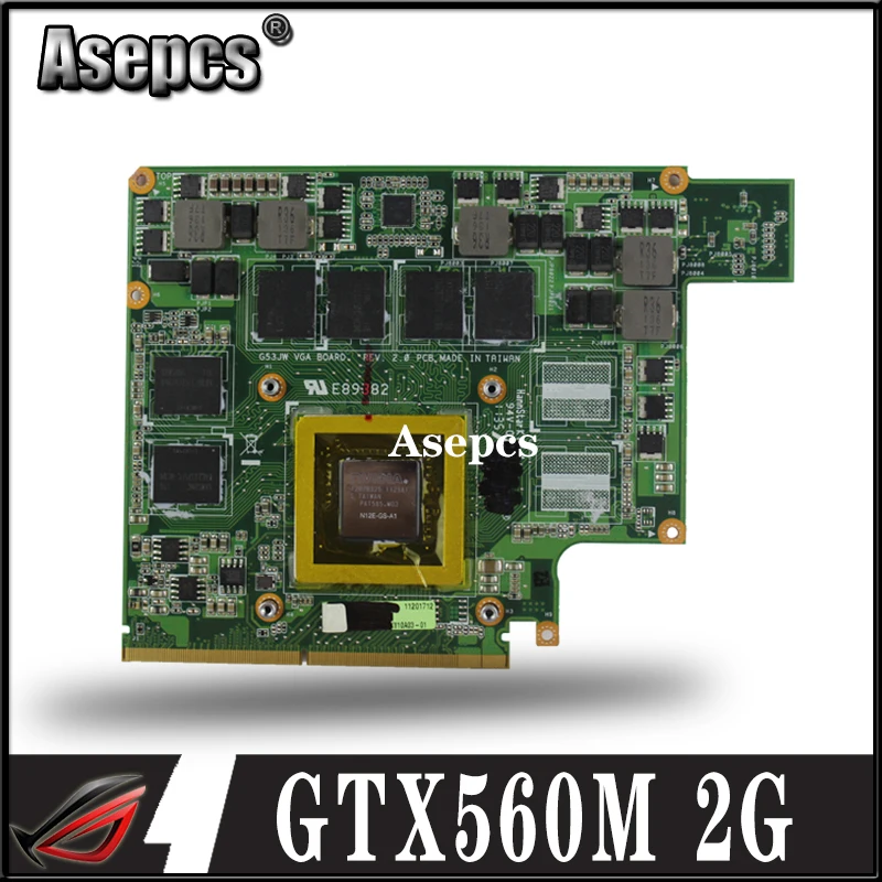 

Asepcs G73SW VGA плата GTX 560M GTX560M N12E-GS-A1 2 ГБ DDR5 MXMIII VGA Видеокарта для For Asus G73SW G73JW G53SW G53SX G53JW ноутбука