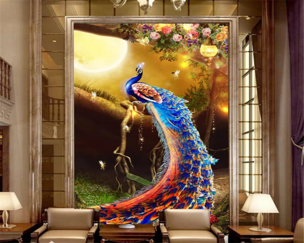Custom 3D Photo Wallpaper For Kids' Room Entrance wallpaper Blue Peacock Entrance background Decorative painting Beibehang
Custom 3D Photo Wallpaper For Kids' Room Entrance wallpaper Blue Peacock Entrance background Decorative painting Beibehang