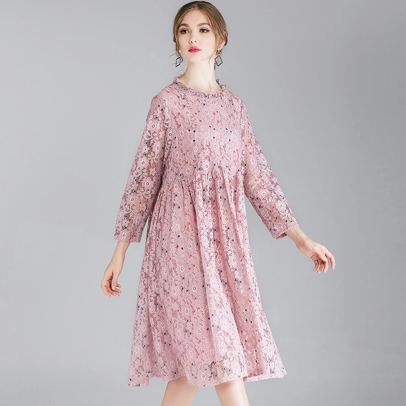 large size Women's fashion casual loose lace dresses High waist 3/4 sleeve High-end Elegant dress long dress spring new oversize
large size Women's fashion casual loose lace dresses High waist 3/4 sleeve High-end Elegant dress long dress spring new oversize