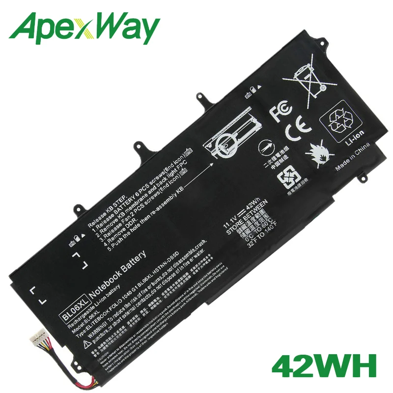 ApexWay Battery 722236-171 BL06042XL 722236-1C1 BL06XL 722236-271 HSTNN-DB5D 722236-2C1 For HP EliteBook Folio 1040 G0 G1 G2
ApexWay Battery 722236-171 BL06042XL 722236-1C1 BL06XL 722236-271 HSTNN-DB5D 722236-2C1 For HP EliteBook Folio 1040 G0 G1 G2